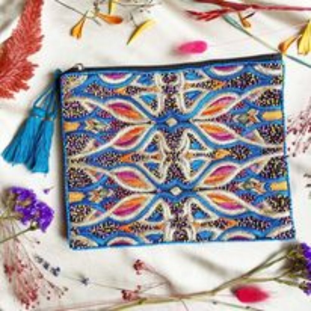 Large Hand Beaded Clutch